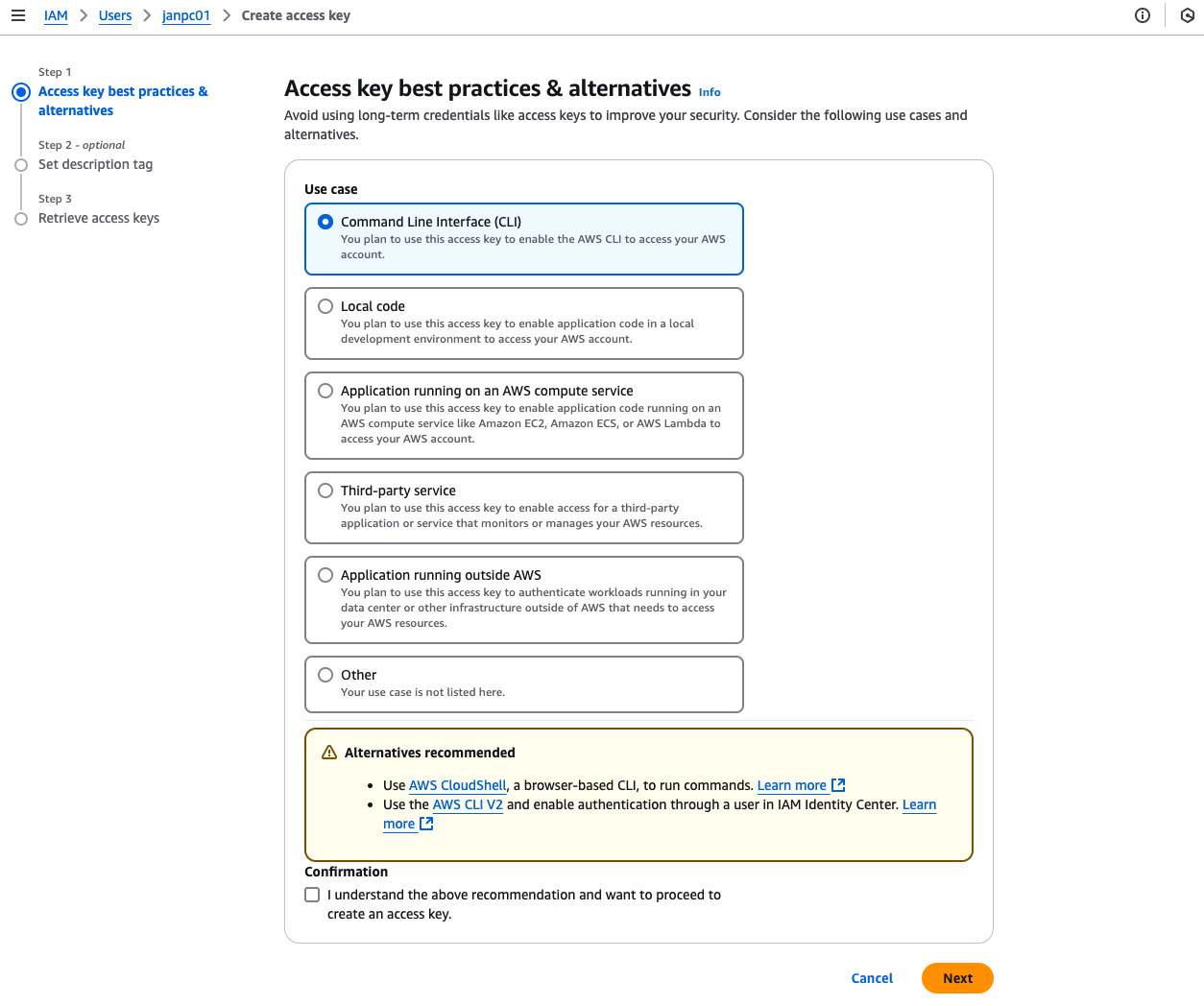 Create Access Key