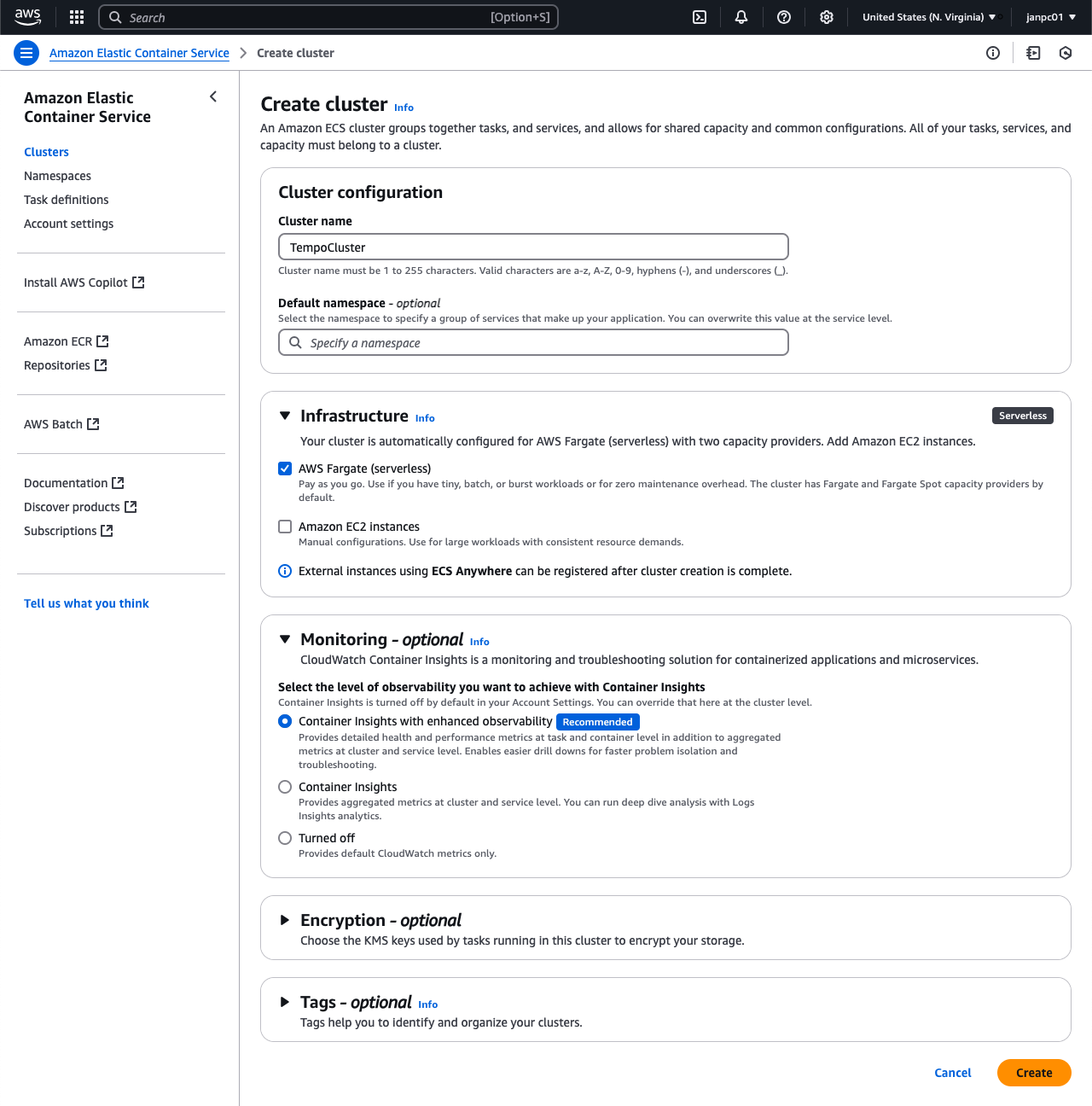 Create ECS Cluster