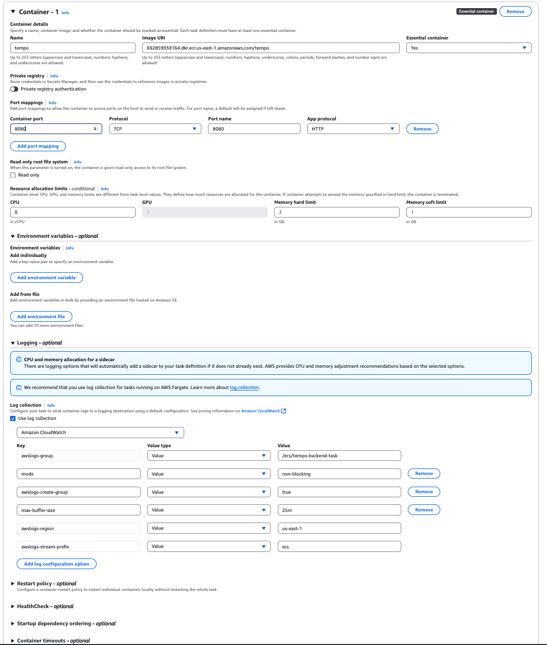 Create Task Definition Part 2